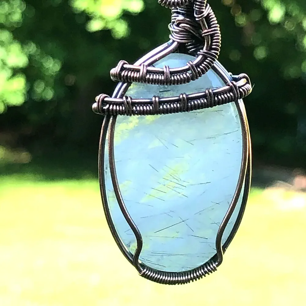 925 Sterling Black Rutilated Quartz Copper Pendant